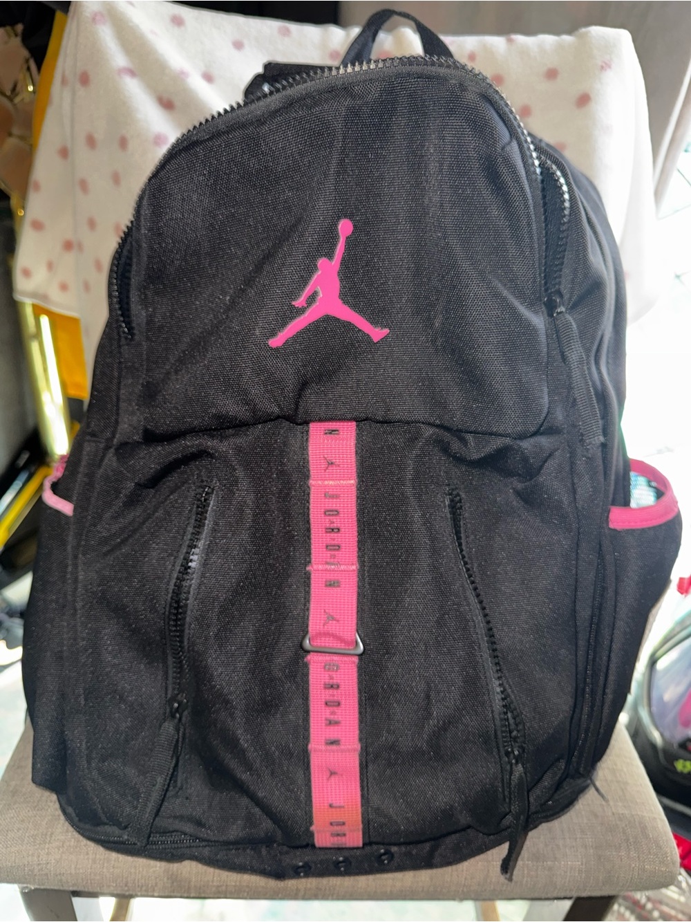 Jordan Black Backpack with Pink Accents